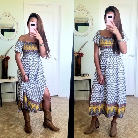 Boho on or off shoulder dress - Picture 5 of 8